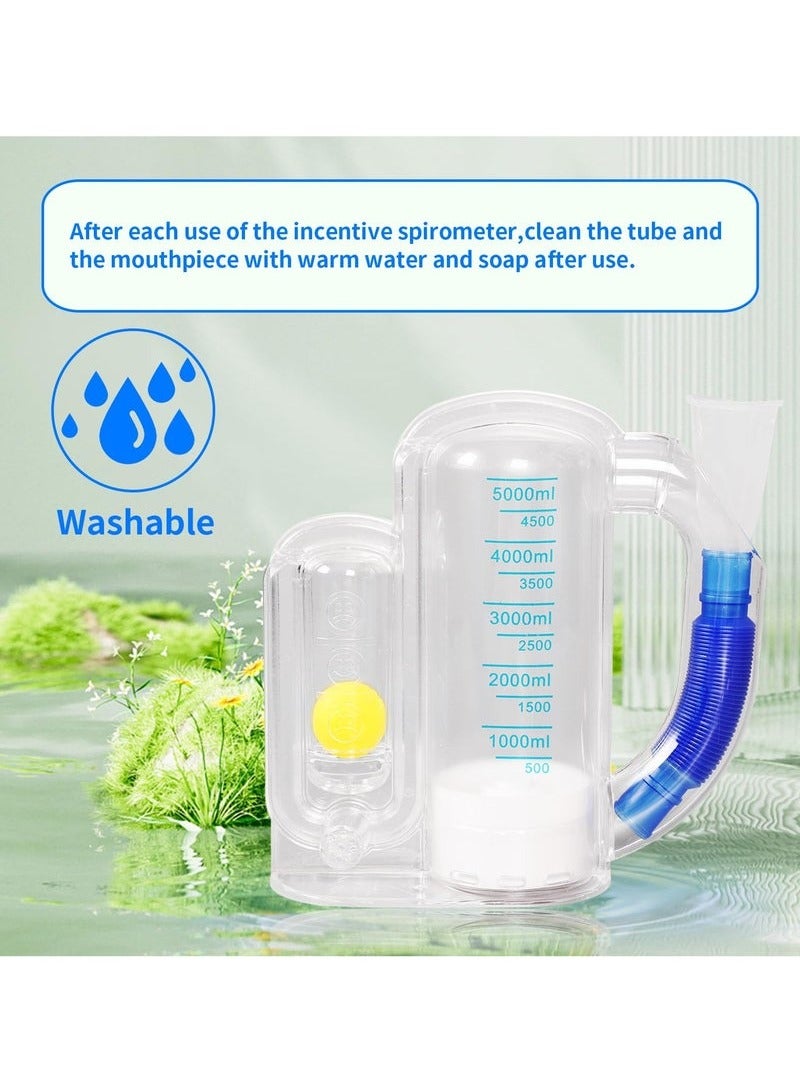 Spirometer Respiratory Breathing Exercise Device for Lungs, Deep Breathing Trainer for Adults - 5000ml Volume Measurement with Flow Rate Indicator - Image 5